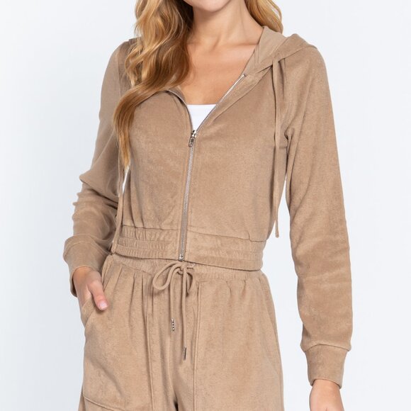 Hoodie Terry Towelling Jacket - Picture 2 of 4